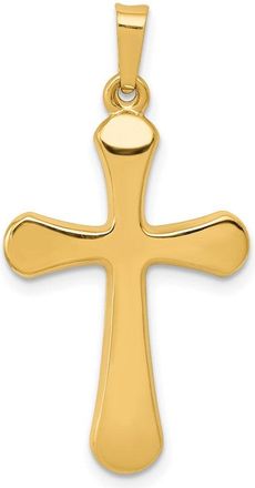 Diamond2Deal 14k Yellow Gold Polished Rounded Cross Pendant