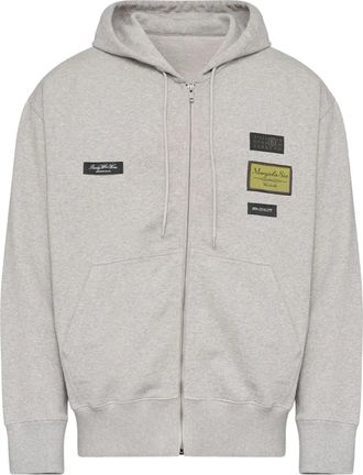Maison Margiela Felpa con zip, cappuccio e logo - Grigio