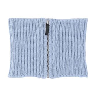 SA SU PHI Winter Scarves, female, Blue, ONE SIZE, Cashmere Neckwarmer Zip Closure Ribbed Design