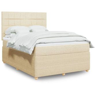 vidaXL Cama Box Spring Con Colch&oacute;n Tela Color Crema 140x190 Cm Vidaxl