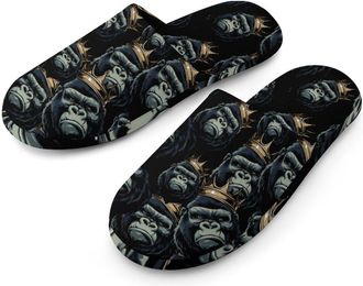 Generic King of The Gorilla Mens Cozy Memory Foam Slippers Warm Cotton House Shoes Comfy Slipper for Indoor Outdoor