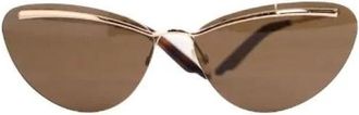 Dior Pre-owned Vintage Metalen Zonnebril - Dames - Vintage Accessoires - Bruin - ONE Size - Tweed - Vintage