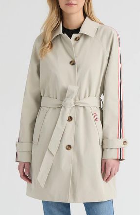 Hunter Sophia Sleeve Stripe Trench Coat in Vanilla at Nordstrom, Size Small