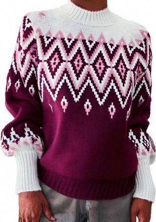 Generic Fair Isle Jumpers for Women UK Icelandic Sweaters Soft Nordic Jumpers Cosy Warm Crew Neck Long Sleeves Autumn Sweater Casual Pullover Tops Ladies Chri