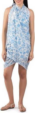 Vismaya Floral Cotton Scarf in Blue at Nordstrom Rack