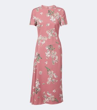 Erdem Floral asymmetric floral cady midi dress
