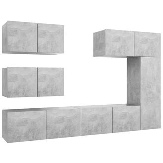 Berkfield Home 6 Piece TV Cabinet Set Concrete Grey Engineered Wood