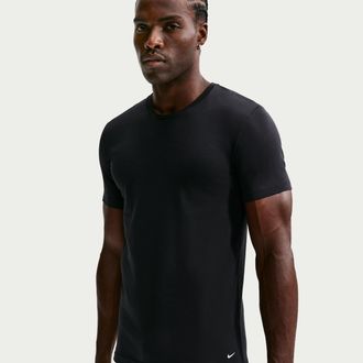 Nike Mens Essential Cotton Stretch Crew-Neck T-Shirts (2-Pack) in Black | KE1302-001