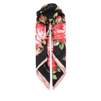 Dolce & Gabbana Foulard in twill di seta 90x90 con stampa bouquet di rose - - Accessories - Donna - Nero - ONE SIZE