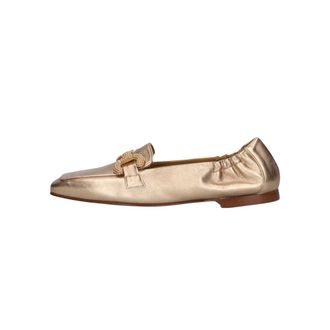 Pedro Miralles Schoenen, Dames, Geel, 38 EU, Leer, Gouden Loafer met Carr&eacute; Neus