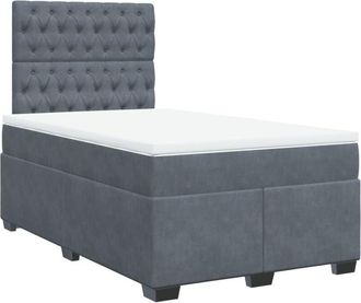 vidaXL Box Spring Bed with Mattress Dark Grey 120x190 cm Small Double Velvet Vidaxl