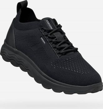 Geox Mens Spherica Shoe In Black Knitted Text