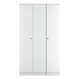 Lewis's Yarmouth Tall Triple Mirrored Wardrobe in White & White Matt - Ready Assembled - Lewiss Home | TJ Hughes