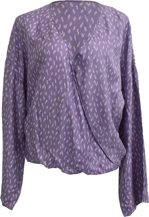 Diane Von F&uuml;rstenberg Printed Wrap Blouse in Purple Silk