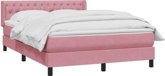 vidaXL Cama Box Spring Con Colch&oacute;n Terciopelo Rosa 140x220 Cm Vidaxl