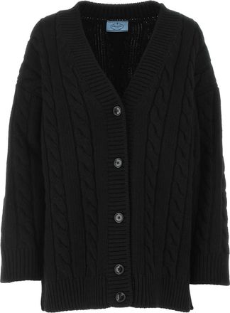 Prada Womens Black Wool Blend Oversize Cardigan - Size EU 44 (Womens)