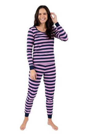 Leveret Womens Cotton Striped Matching Family Pajamas in Purple & Navy at Nordstrom, Size X-Small