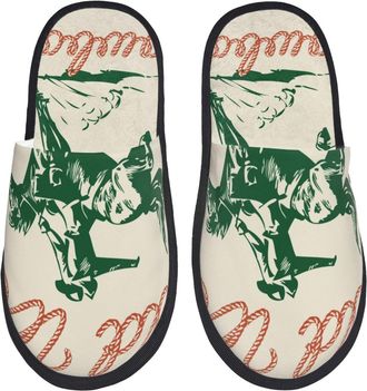 Generic Fleece Slippers West Cowboy Soft Fluffy Slippers Breathable Cotton Slipper For Hotel Ladies Guest Room L