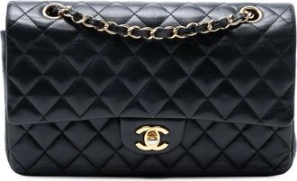 Chanel Borsa a spalla Classic Double Flap media in pelle di agnello 2013-2014 - Nero