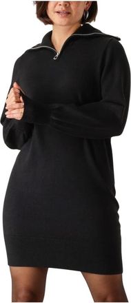Y.A.S Gebreide Jurk met Rits - Dames - Kleedjes - Zwart - XS - Kleedjes