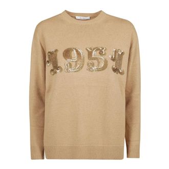 Max Mara Round-neck Knitwear, female, Brown, Size: XS Eggplant Sweater Tank Top