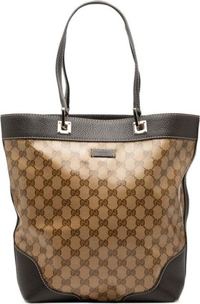 Gucci Beige Brown Pvc Leather Shoulder Bag Tote Bag (Pre-Owned)