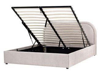 Beliani Cama matrimonial de tejido beige 140x200