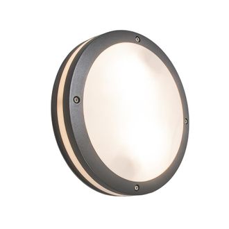 QAZQA Moderno L&aacute;mpara De Pared Y Techo Gris Oscuro 2-luces Ip54 - Glow Pl&aacute;stico Redonda Adecuado Para Led Max. 2 X 15 Watt - Qazqa