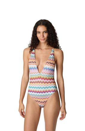 Missoni One-piece Swimsuit In Lam&eacute; Viscose With Pixel-effect Zigzag Pattern And V-neckline in Multicoloured at Nordstrom, Size 40 It
