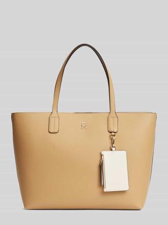 Tommy Hilfiger Shopper mit Rei&szlig;verschlussfach und Anh&auml;nger f&uuml;r Kleinigkeiten in Beige, Gr&ouml;&szlig;e 1