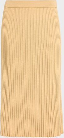 Zimmermann Luna Metallic Ribbed Midi Skirt