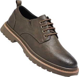 Generic Mens Oxford Leather Shoes British Style Low Top Breathable Thick Sole Vintage Work Round Toe Footwear for Daily Wear and Casual Use(Bronze,6.5)