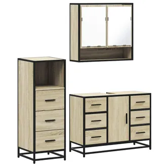 vidaXL Vidaxl - Set Mobili Da Bagno 3 Pz Rovere Sonoma In Legno Multistrato