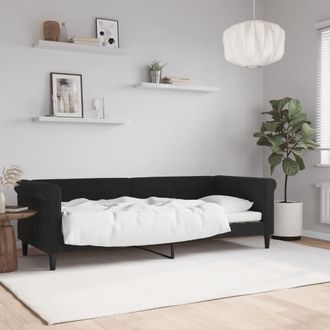 vidaXL Sof&aacute; Cama Sin Colch&oacute;n Terciopelo Negro 80x200 Cm Vidaxl