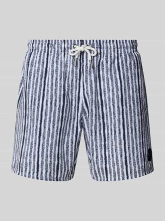 Colmar Relaxed Fit Shorts mit Logo-Applikation Modell Seersucker in Marine, Gr&ouml;&szlig;e XXL
