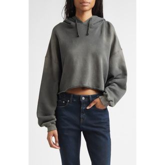 Golden Goose Star Distressed Oversize Cotton Crop Hoodie in Charcoal at Nordstrom, Size X-Small