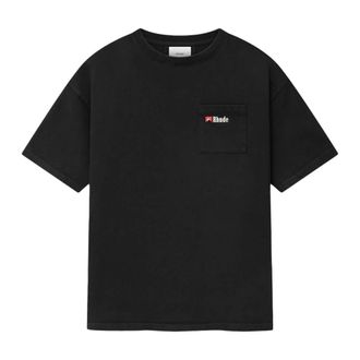 Rhude T-Shirts, male, Black, Size: 2XL Moonlight Wolf Pocket T-Shirt