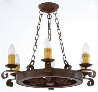 Fabrilamp Fabrilamp - L&aacute;mpara De Techo R&uacute;stica Rueda 5 Luces. 5xe27 60w. Medidas 68x55cm