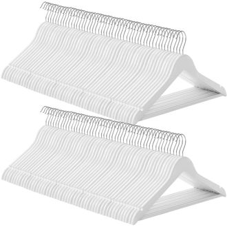 Songmics 100 perchas de madera maciza con muescas de color blanco