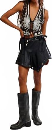 Free People Cassis Vegan Leather Wrap Mini Skirt In Black