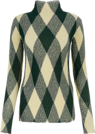 Burberry Argyle High-Neck Sweater - Dames - Coltruien - Veelkleurig - XS - Katoen - Truien & Vesten