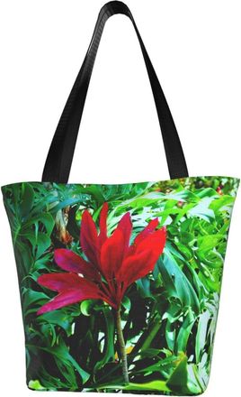 AOOEDM Beautiful Tropical Flower Reusable Grocery Bag Shopping Bag Casual Shoulder Bag Handbag for Men Women ECO Market Bag Beach Bag Travel Totes