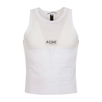 Acne Studios Sleeveless Tops, female, White, Size: L Logo Tank Top