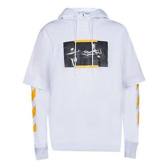 Off-white Mens Off-White FW21 Caravaggio Painting Printing Pullover Loose Fit White OMBB087F21FLE0060184