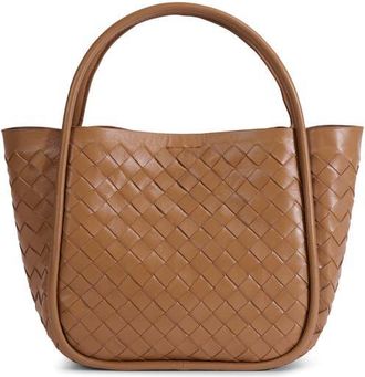 FURNIQ Portland Woven Leather Top Handle Bag in Tan Brown at Nordstrom