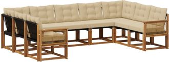 vidaXL Conjunto De Sof&aacute;s De Exterior 9 Uds. Natural Y Beige Vidaxl
