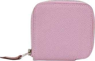 Herm&egrave;s Pink Epsom Leather Silk Coin Purse/Coin Case (Pre-Owned)