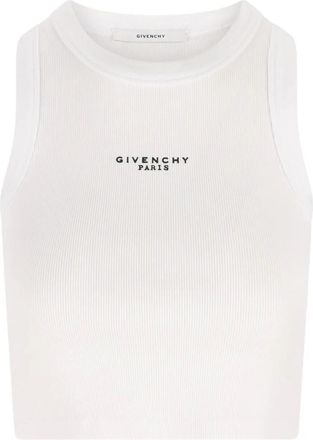 Givenchy Cotton Cropped Tank Top With Paris Print Clothing