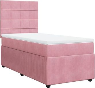 vidaXL Cama Box Spring Con Colch&oacute;n Terciopelo Rosa 100x200 Cm Vidaxl