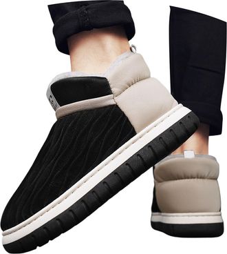 Generic 2026 Mens Slippers Men Autumn and Winter Pattern Fashion Couple Style Solid Color Thick Sole Thickened Warm Comfortable Shoes (Black, 8) (2)